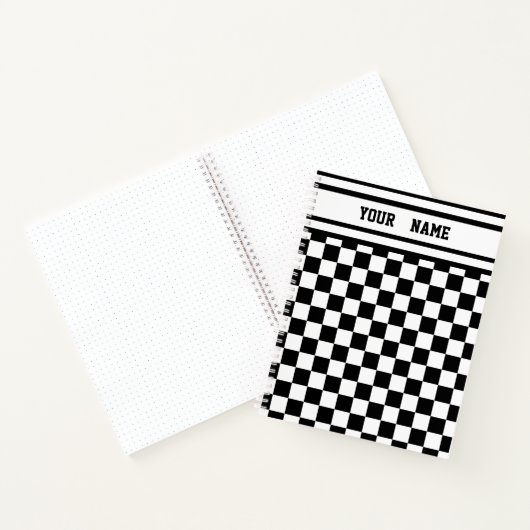 Carnet Drapeau noir et blanc À damiers vainqueurs (Intérieur)