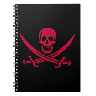 Carnet Drapeau pirate de Crâne Rouge et Épées de Calico J