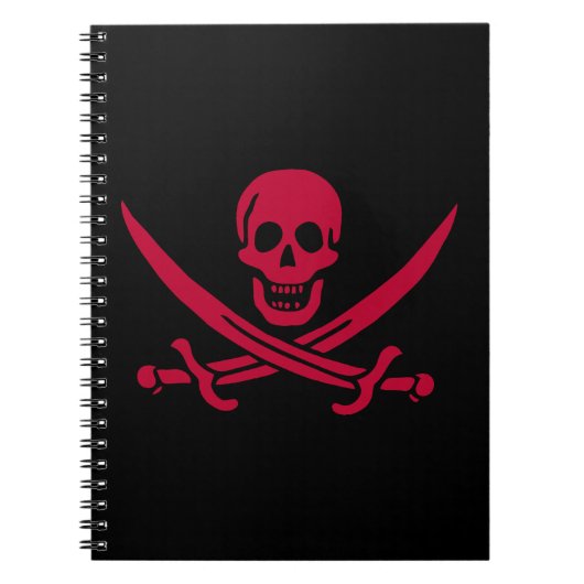 Carnet Drapeau pirate de Crâne Rouge et Épées de Calico J (Devant)