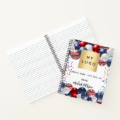 Carnet Drapeau rouge blanc bleu patriotique logo d'entrep (Intérieur)