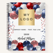 Carnet Drapeau rouge blanc bleu patriotique logo d'entrep (Devant)