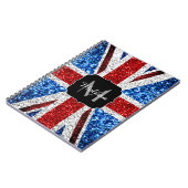 Carnet Drapeau rouge bleu blanc brillant parties scintill (Côté gauche)