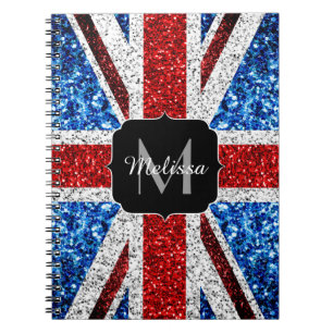 Carnet Drapeau rouge bleu blanc brillant parties scintill
