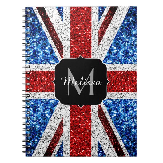 Carnet Drapeau rouge bleu blanc brillant parties scintill (Devant)