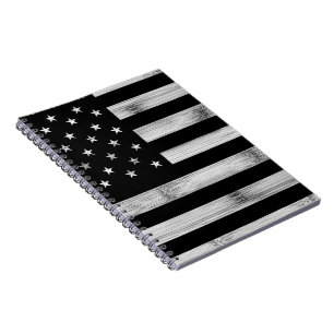 Carnet Drapeau USA Bois Rustique Noir Blanc Patriotique A