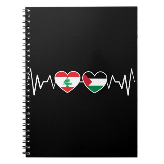 Carnet Drapeaux d'unité Liban Palestine Battement de coeu (Devant)