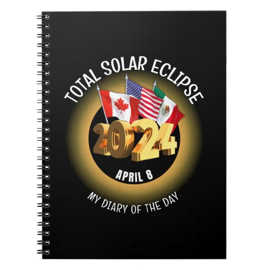 Carnet Drapeaux ÉCLIPSE SOLAIRE TOTALE 2024 sur mesure (Devant)