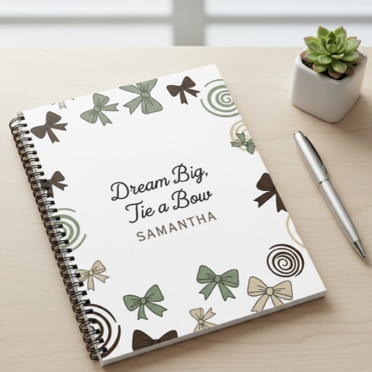 Carnet Dream Big, Tie a Bow Notebook with name
