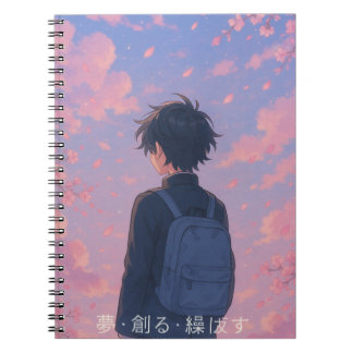 Carnet Dream Create Repeat - Anime esthétique avec cerise