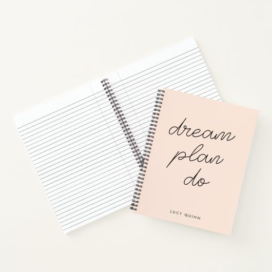 Carnet Dream Plan Do | Blush Pink Modern Design Script (Intérieur)