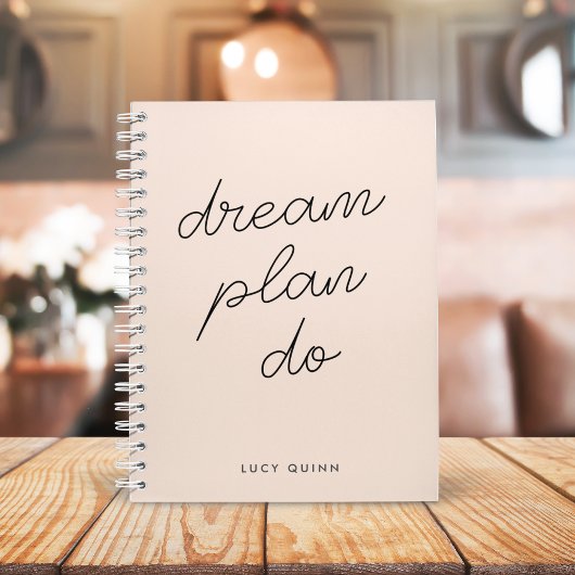 Carnet Dream Plan Do | Blush Pink Modern Design Script