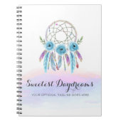 Carnet Dreamcatcher Aquarelle Plumes Rustique Boho Chic (Devant)
