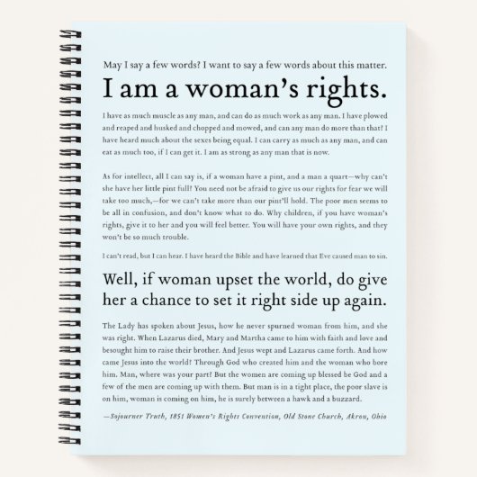 Carnet Droits des femmes Sojourner Vérité discours citati (Devant)
