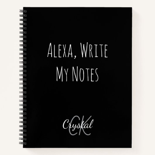 Carnet Drôle Alexa Écris Mes Notes Monogramme (Devant)
