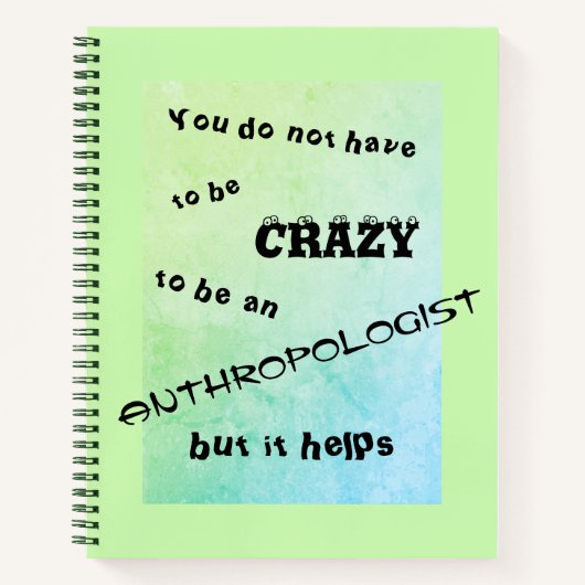Carnet Drôle anthropologue fou vert (Devant)