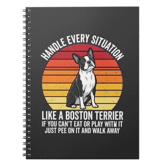 Carnet Drôle attitude de Boston Terrier Rétro (Devant)