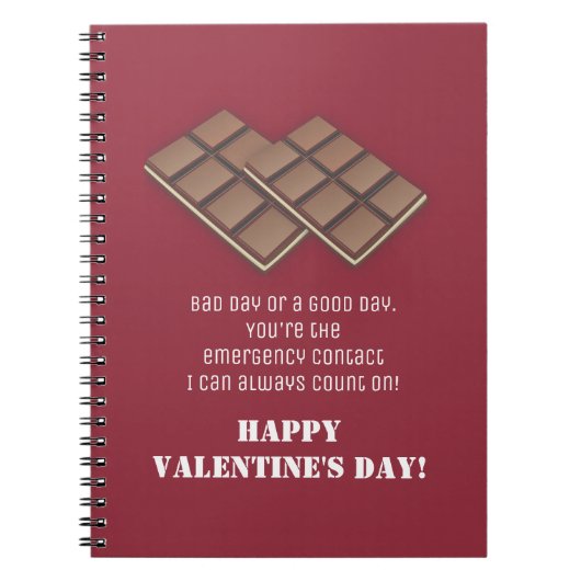 Carnet Drôle Bar au chocolat Message de la Saint Valentin (Devant)