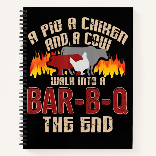 Carnet Drôle Cochon Poulet Barre de Vache B Q Barbecue Ch (Devant)