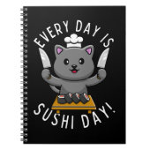 Carnet Drôle Cute Chef Chat Chaque jour est Sushi Day (Devant)