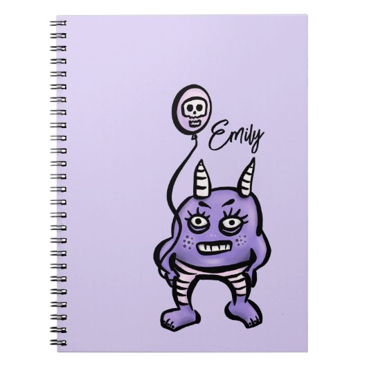 Carnet Drôle démon mauve mou Whimsigoth Nom (Devant)