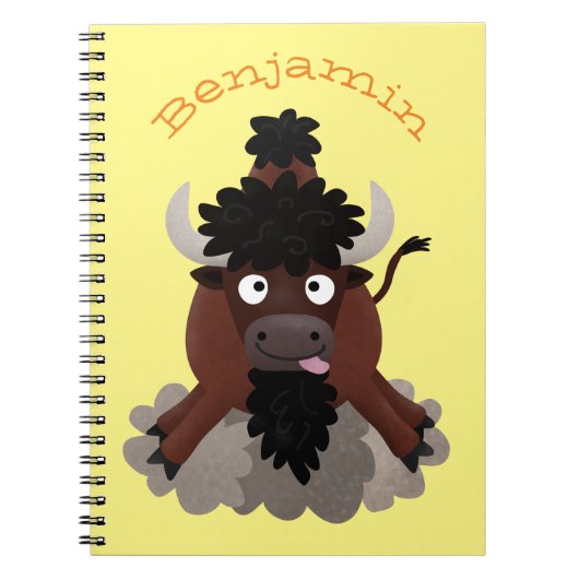 Carnet Drôle dessin animé de bison de buffle (Devant)