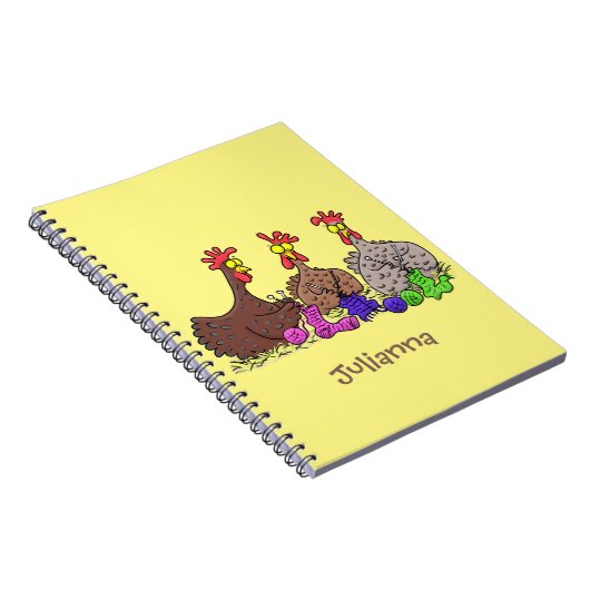 Carnet Drôle dessin animé de poulets de tricot (Côté Droit)