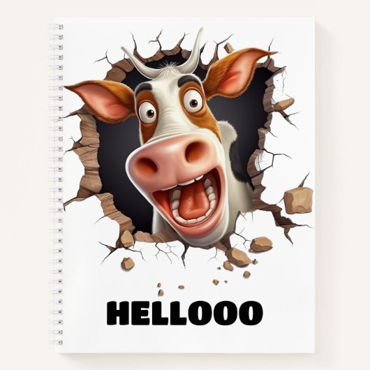 Carnet Drôle dessin animé de vache folle animal de ferme (Devant)