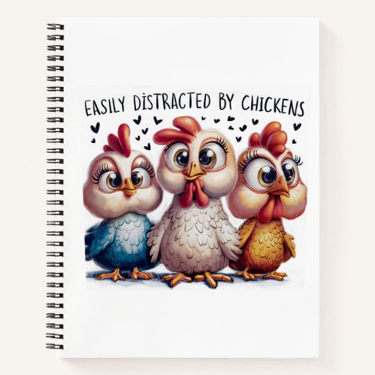 Carnet Drôle Distrait Par Les Poules (Devant)