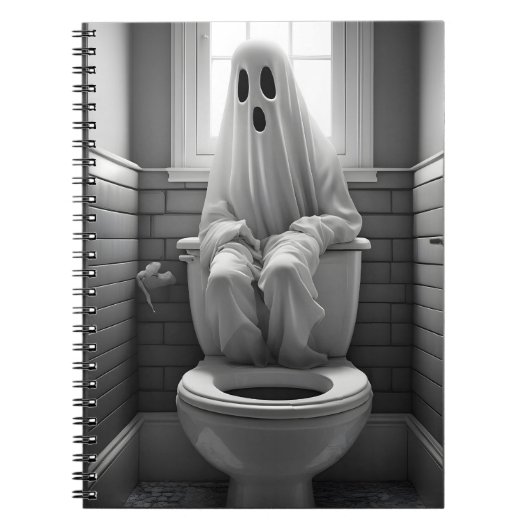 Carnet Drôle fantôme assis dans les toilettes (Devant)