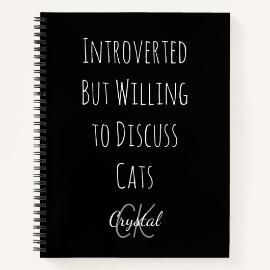 Carnet Drôle Introverti Mais Prêt à Discuter des Chats (Devant)