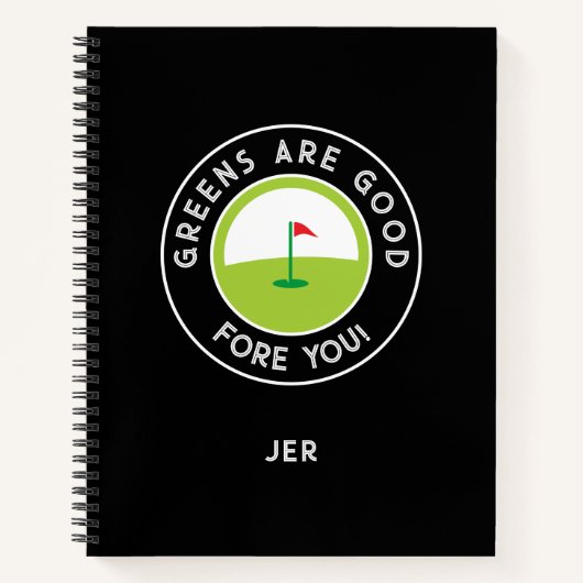 Carnet Drôle jeu de jour de golf avec monogramme progrès  (Devant)