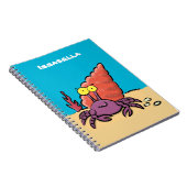 Carnet Drôle mignon caricature pourpre crabe ermite (Côté Droit)