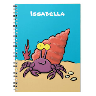 Carnet Drôle mignon caricature pourpre crabe ermite
