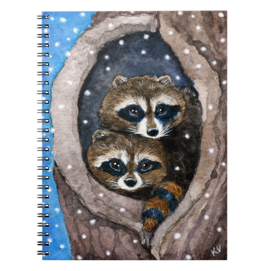 Carnet drôle mignon de neige d'hiver de ratons (Devant)