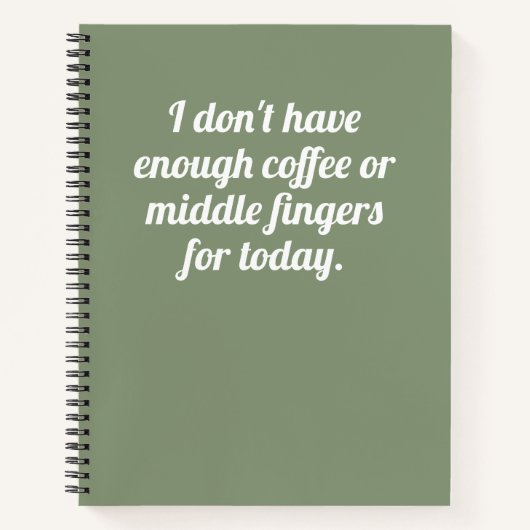 Carnet Drôle Pas Suffisant Citation De Café Sage Vert Bla (Devant)