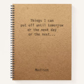 Carnet Drôle personnalisé Procrastiné retardé (Devant)