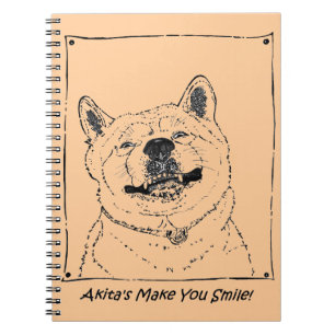 Carnet drôle photo de chien d'akita souriant chiens heure
