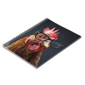 Carnet Drôle poulet portant des lunettes (Côté gauche)