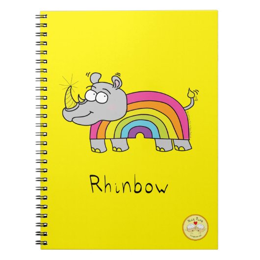 Carnet Drôle Rhino Rainbow Cute Kids Cartoon (Devant)