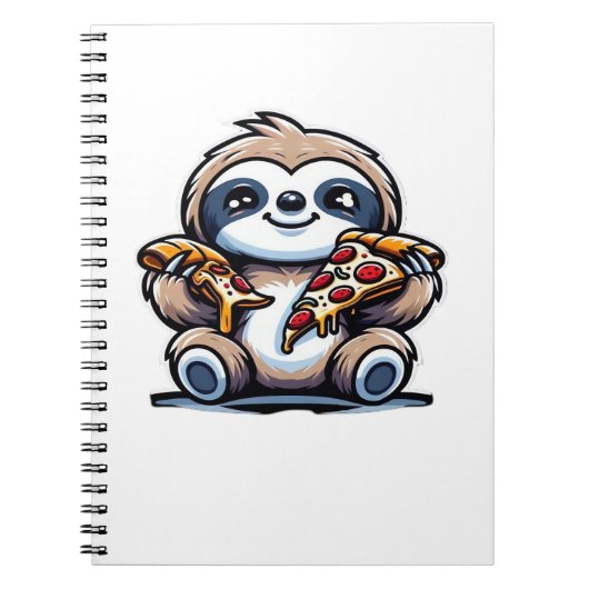 Carnet Drôle Sloth mangeant Pizza, Amoureux des animaux K (Devant)