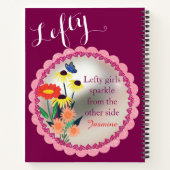 Carnet Drôle Style École Gauchère Nom Personnalisé Floral (Dos)