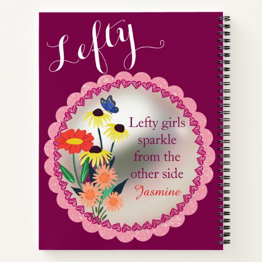 Carnet Drôle Style École Gauchère Nom Personnalisé Floral (Dos)