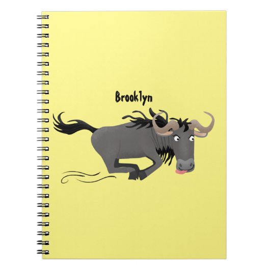 Carnet Drôle wildebeest tourner dessin animé illustration (Devant)