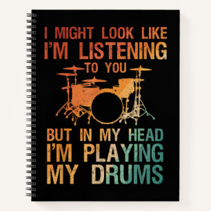 Carnet Drummerie drôle d'art pour hommes femmes joueur de