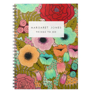 Carnet du Journal de Jardin Floral Peint