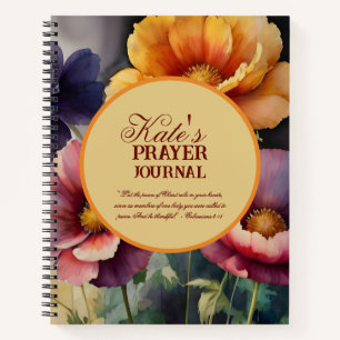 Carnet du journal de prières florales aquarelle