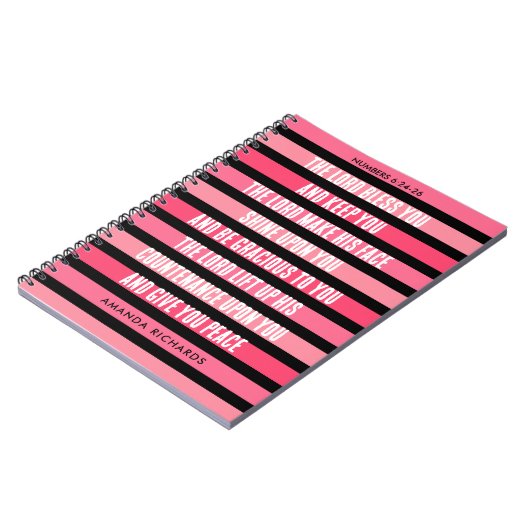 Carnet du journal de prières rayées roses (Côté gauche)