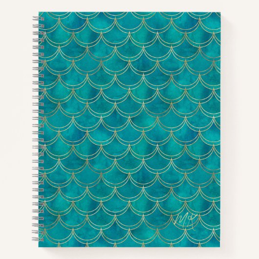 Carnet du journal de sirène turquoise Blue & Gold (Devant)
