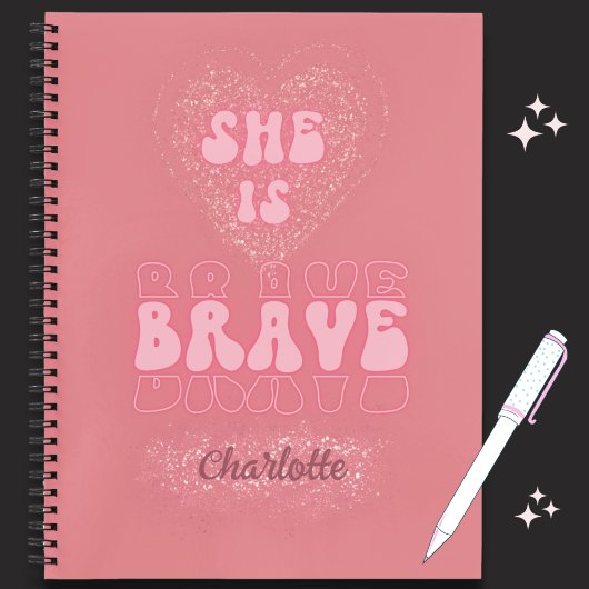 Carnet du journal rose d'or brillant