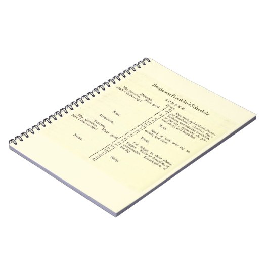 Carnet du programme de Benjamin Franklin (Côté gauche)